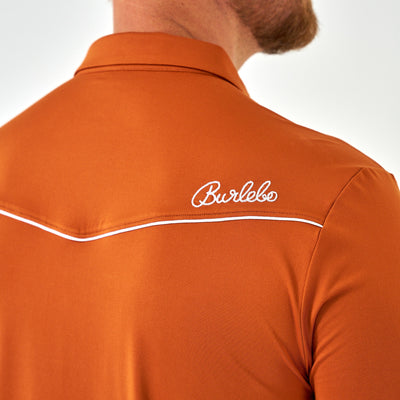 Burlebo Orange Pearl Snap Performance Polo