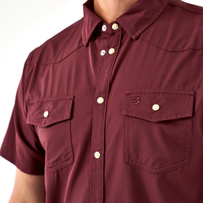 Burlebo Maroon Performance Western Shirt