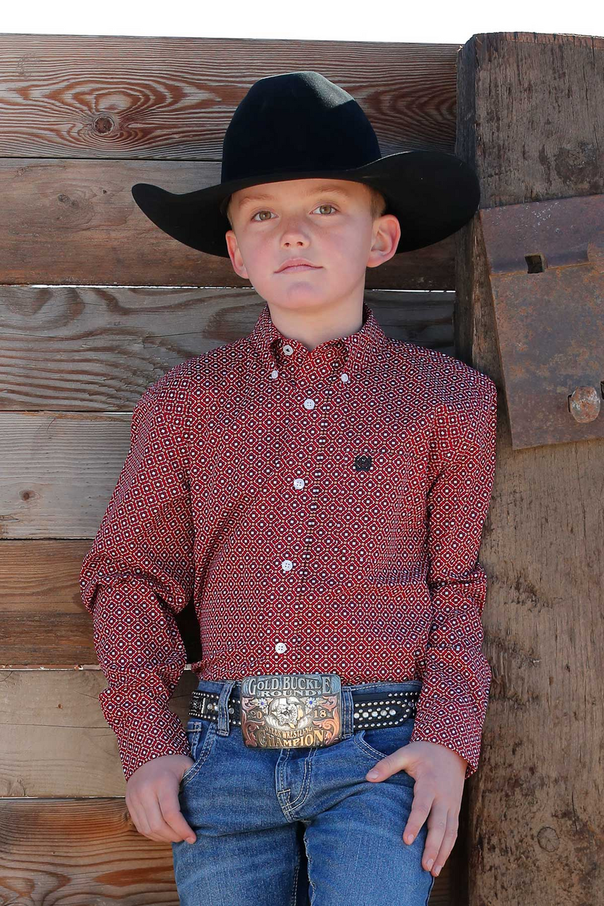 Cinch Boys Long Sleeve Print Red MTW7060361