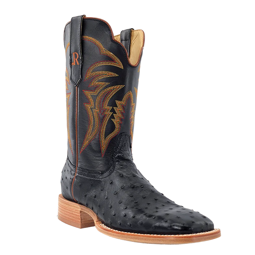 R. Watson Black Full Quill Ostrich Boot RW4507-2