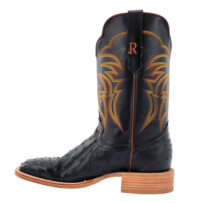 R. Watson Black Full Quill Ostrich Boot RW4507-2