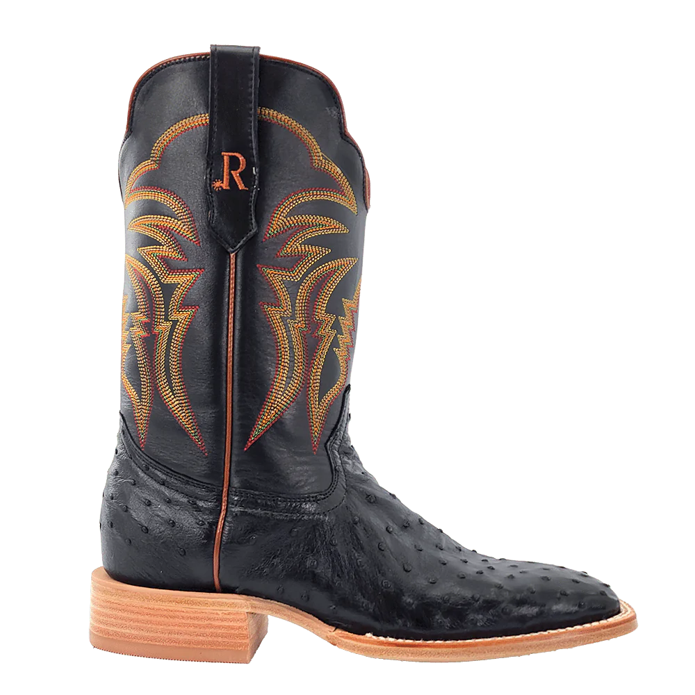 R. Watson Black Full Quill Ostrich Boot RW4507-2