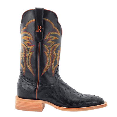 R. Watson Black Full Quill Ostrich Boot RW4507-2