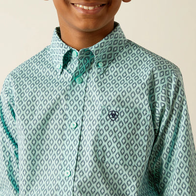 Ariat Boys Canyon Long Sleeve Shirt Mint 10054785