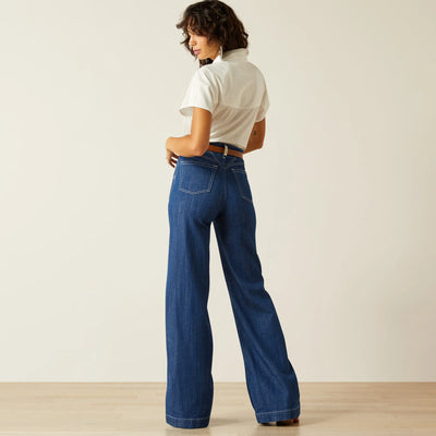 Ariat Women's Ultra High Rise Westie Yoke Wide Jean Rinse 10061392