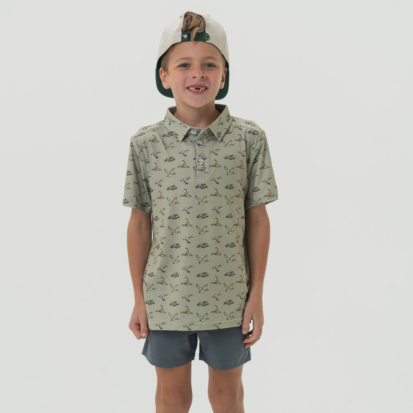 Burlebo Youth Flying Ducks Green Polo