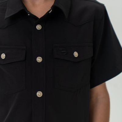 Burlebo Youth Black Performance Western Shirt