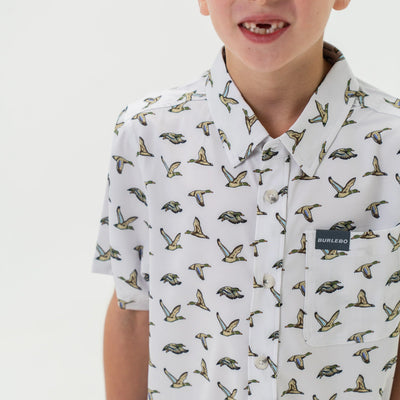 Burlebo Youth Flying Mallard Ducks Performance Button Up