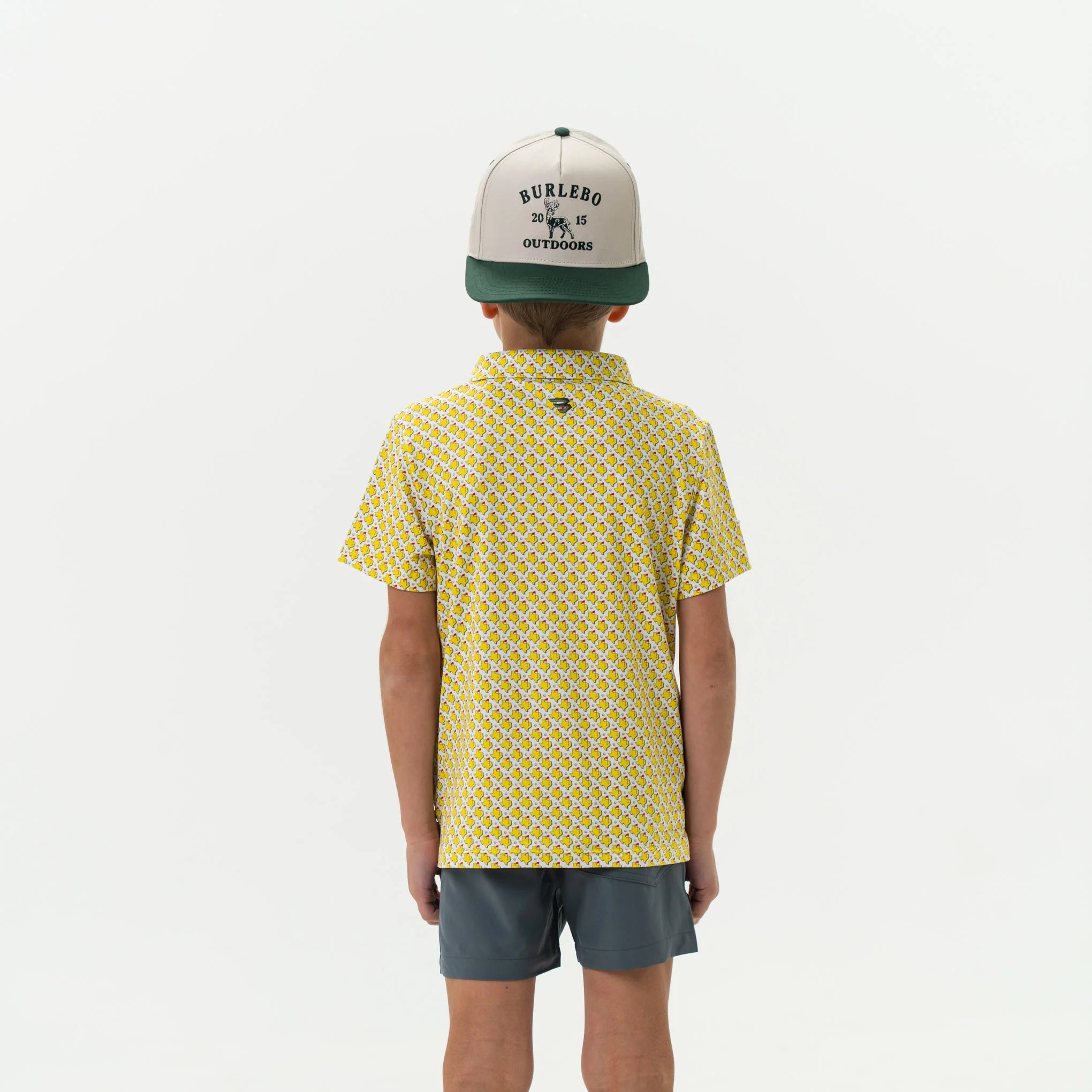 Burlebo Youth Texas Tee Time Yellow/White Performance Polo