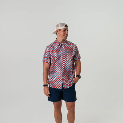 Burlebo Texas Flags Performance Button Up