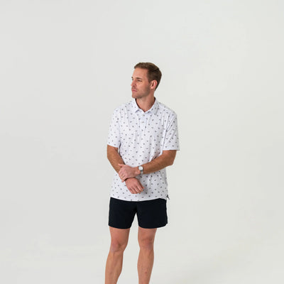 Burlebo Ducks Flying In White Performance Polo
