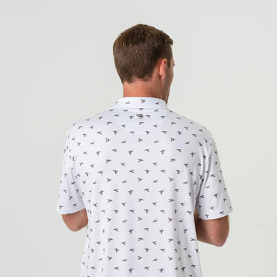 Burlebo Ducks Flying In White Performance Polo