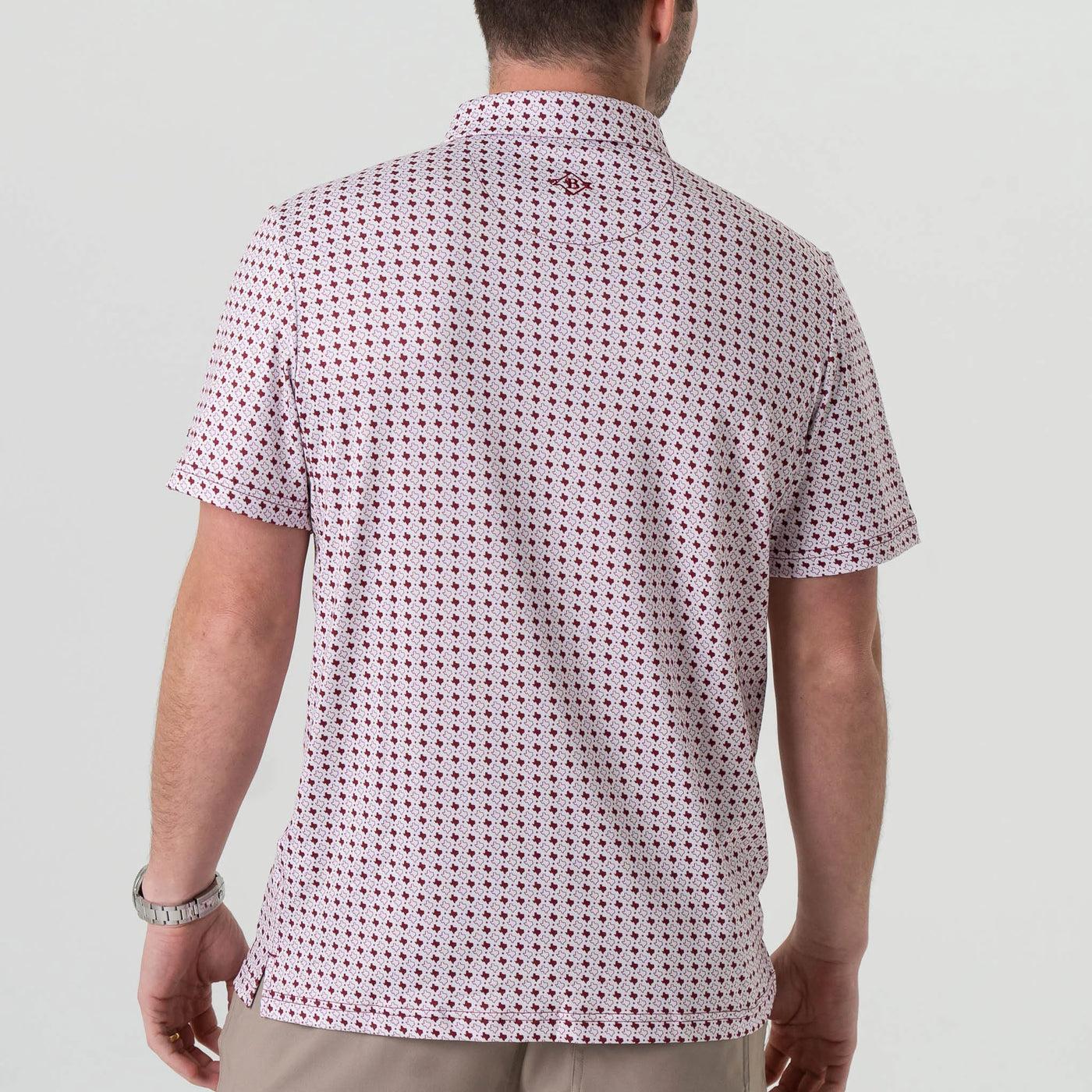Burlebo Texas White & Maroon Performance Polo