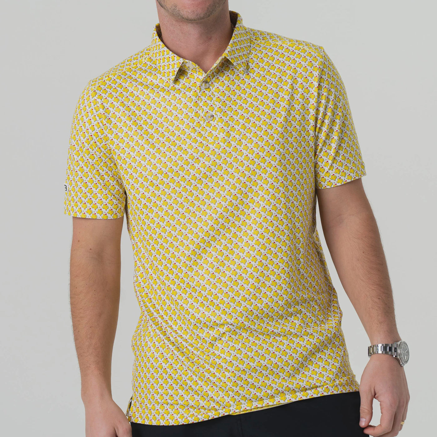 Burlebo Texas Tee Time Yellow/White Performance Polo