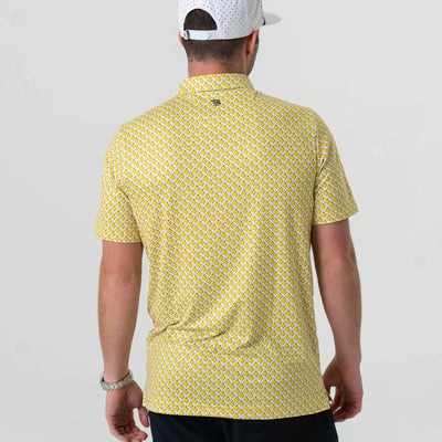Burlebo Texas Tee Time Yellow/White Performance Polo