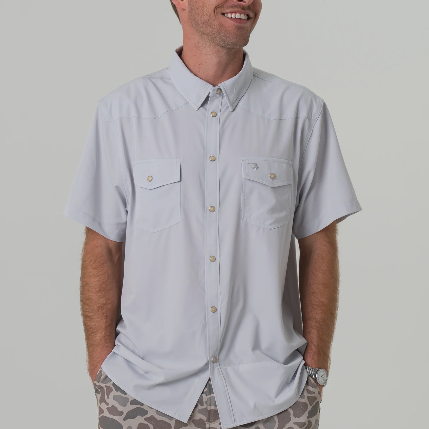Burlebo Light Grey Performance Western Shirt