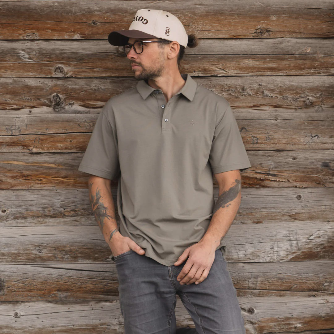 Raised By Coyotes Sage Cotton Blend Polo