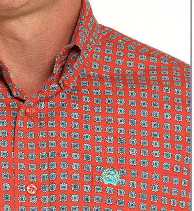 Cinch Men's Print Short Sleeve Shirt Red MTW1111488