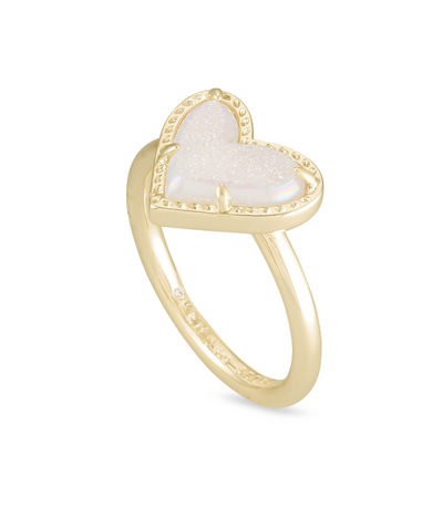 KS Ari Heart Gold Iridescent Drusy Ring