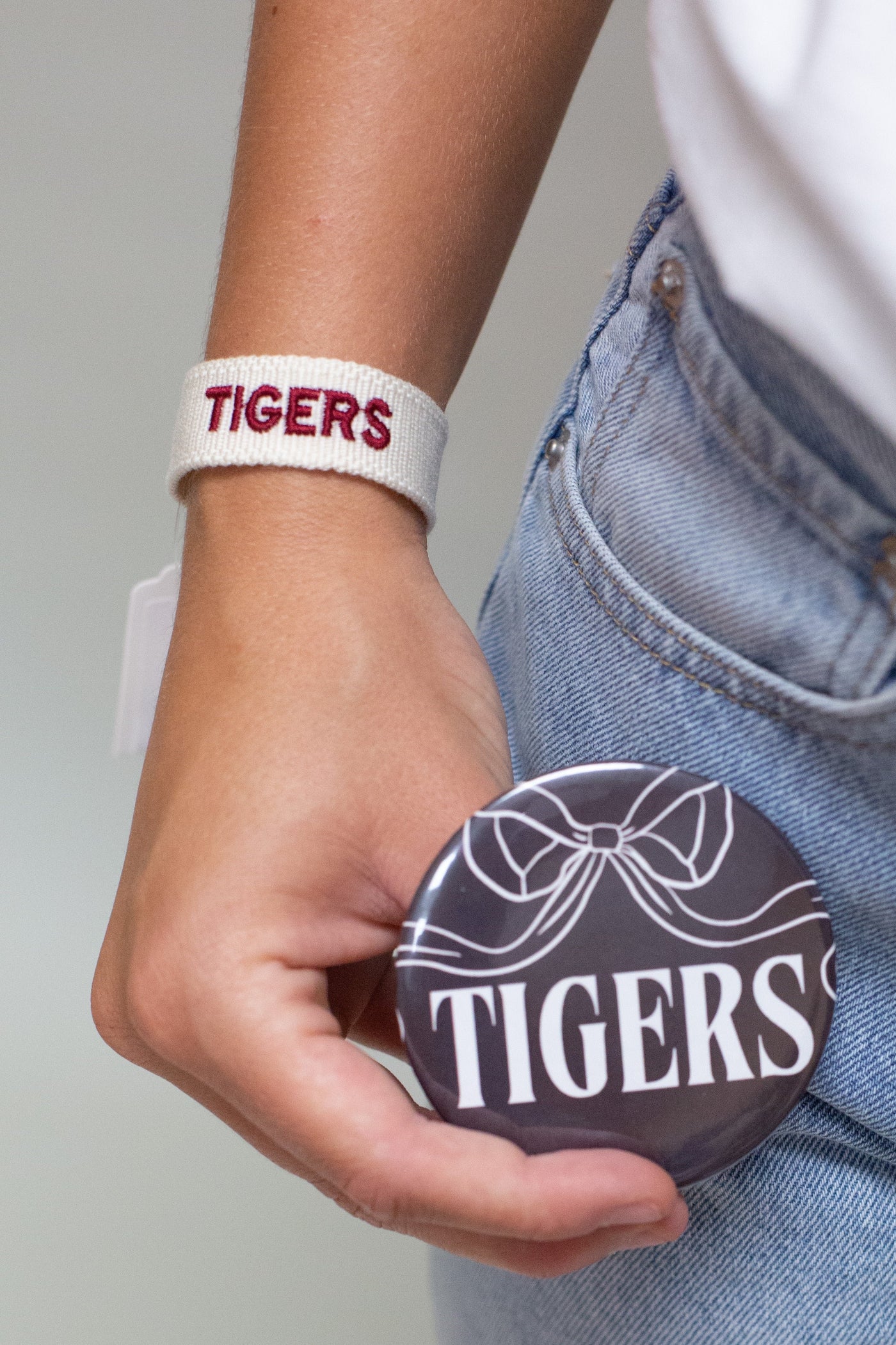 Cream Tigers Tassel Bracelet