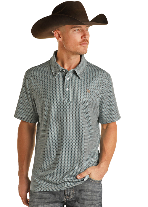 Panhandle TM51T02465 MNS Turquoise Short Sleeve Geo Polo