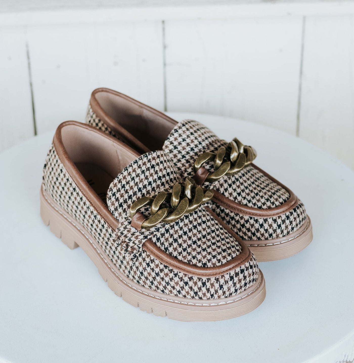 Not Literally Black Tan Houndstooth