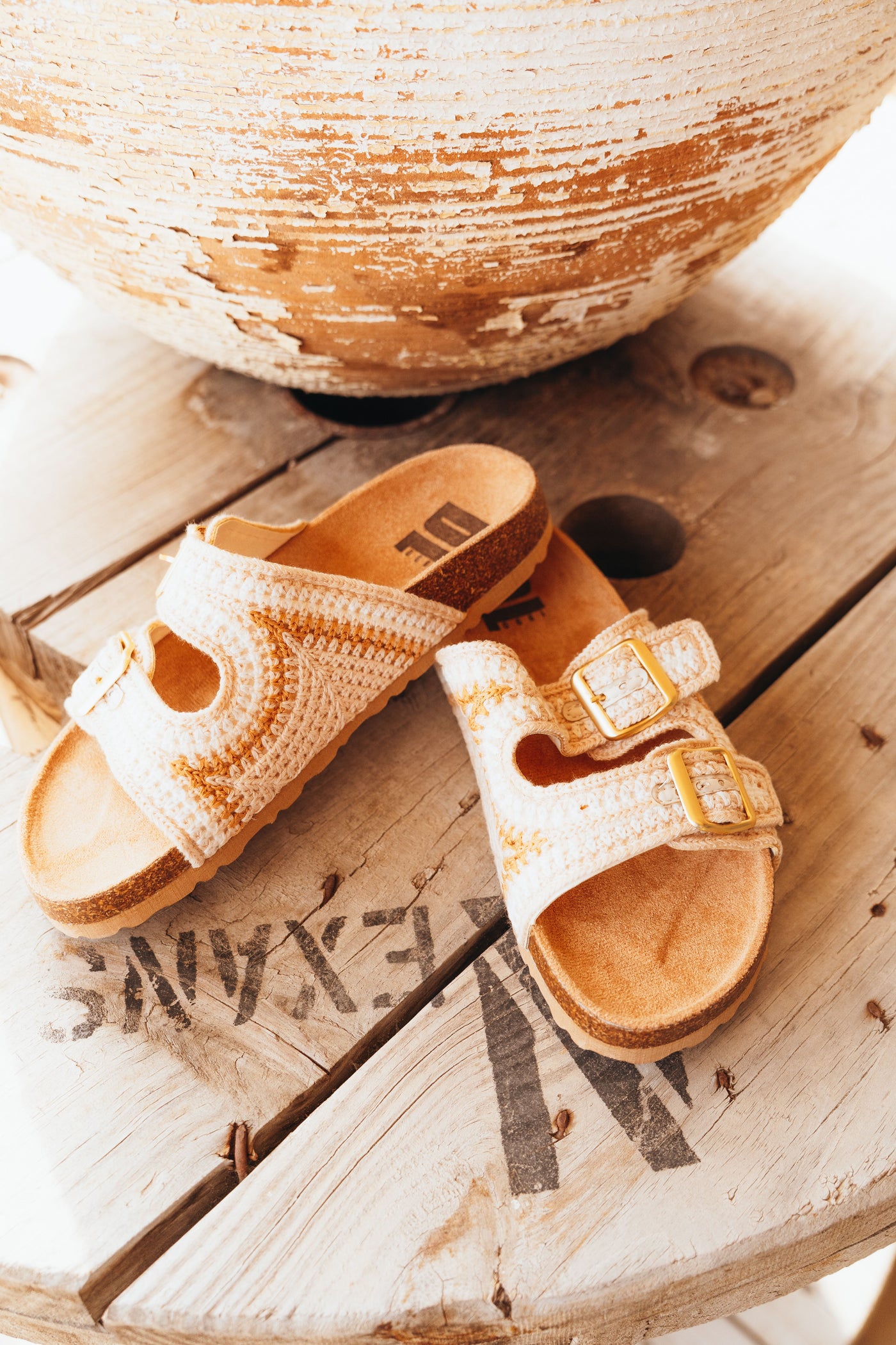 Tambour Crochet Sandal Natural