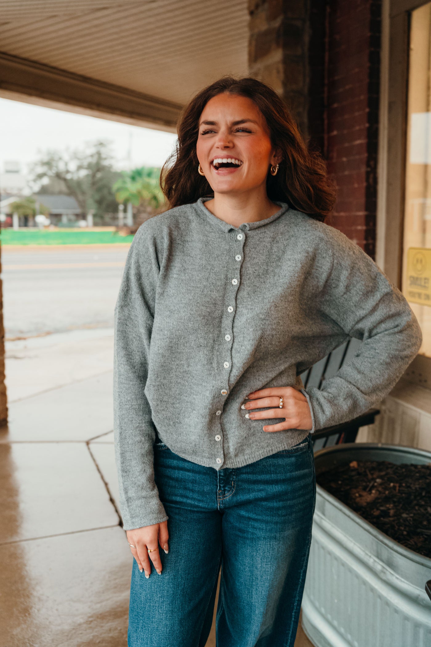 Heather Grey Lightweight Cardigan TBW237