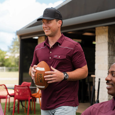 Burlebo Maroon Pearl Snap Performance Polo