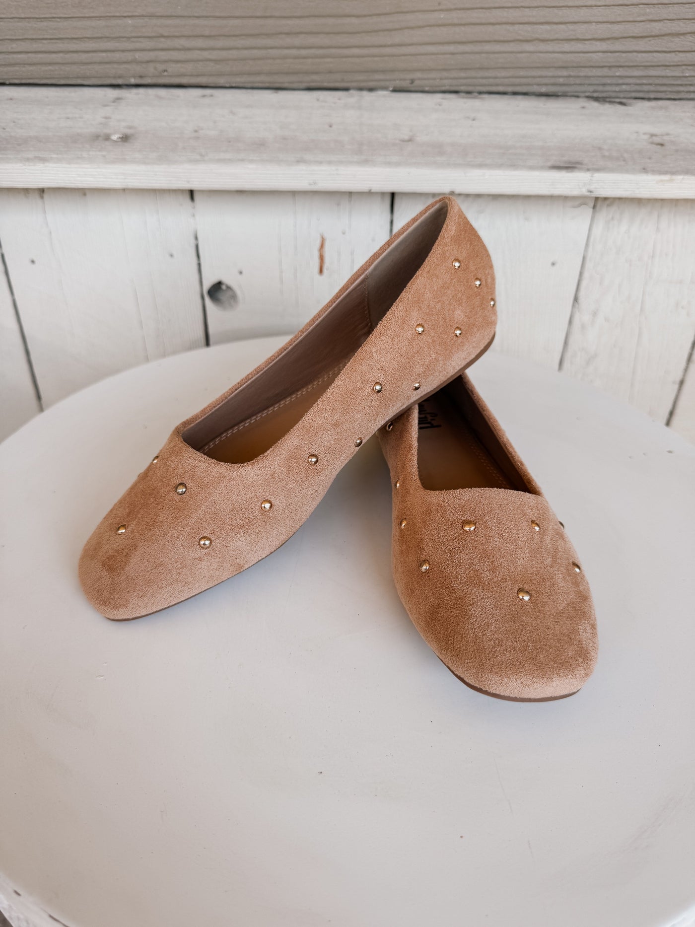 Dont Be Rude Camel Faux Suede Flat