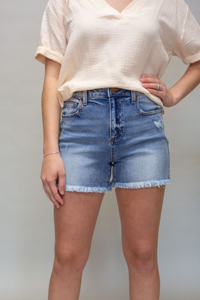 High Rise Shorts w/Fringe