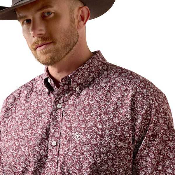 Ariat Men's Wadell Red Mahogany Paisley Print Classic Shirt 10073698