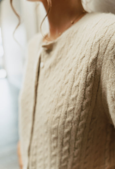 Sand Short Sleeve Button Sweater TBW13695