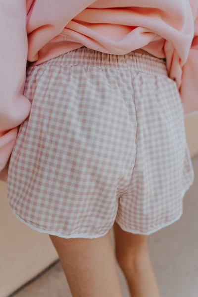 Beige Gingham Shorts YP70107