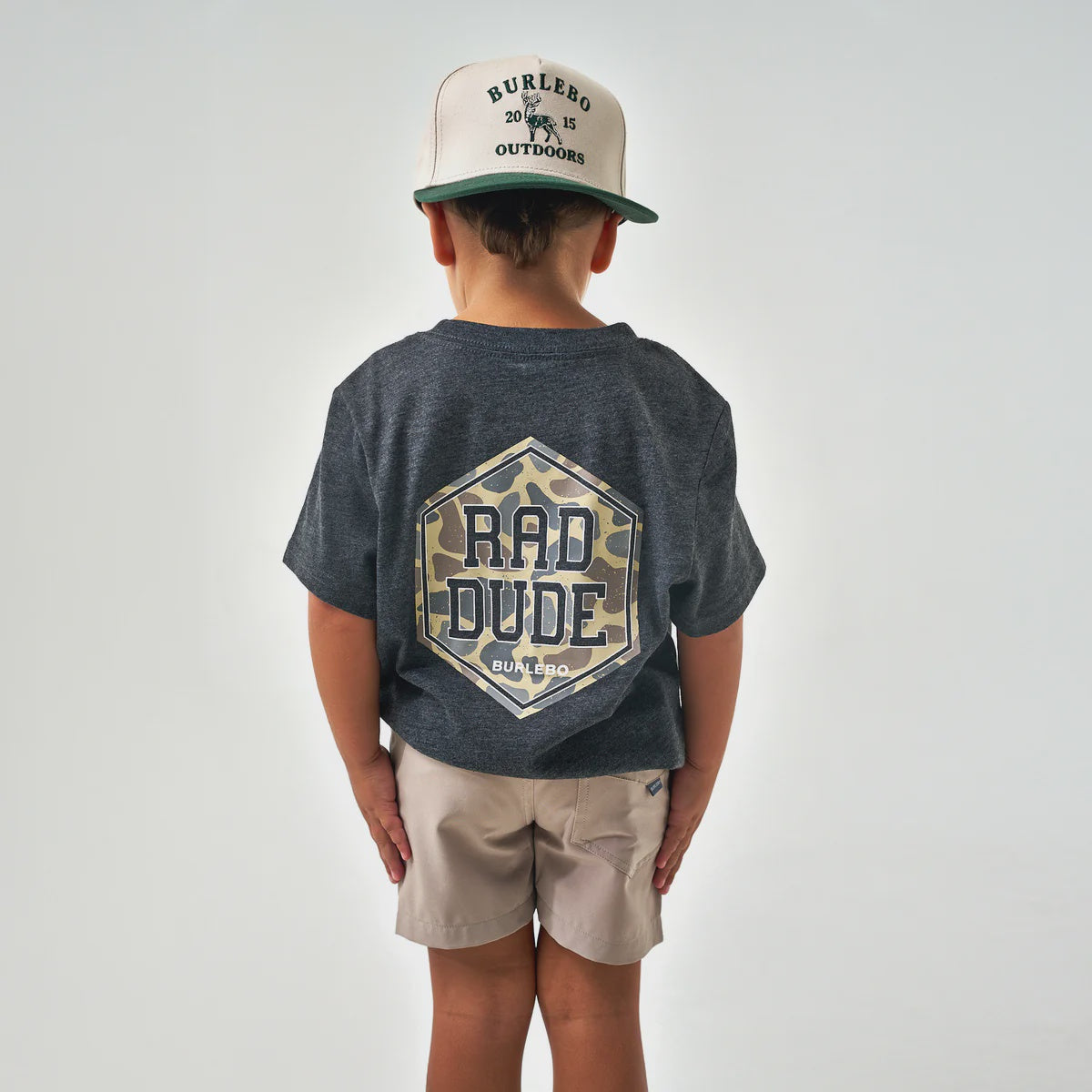 Burlebo Youth RAD DUDE Deer Camo Tee - Heather Black