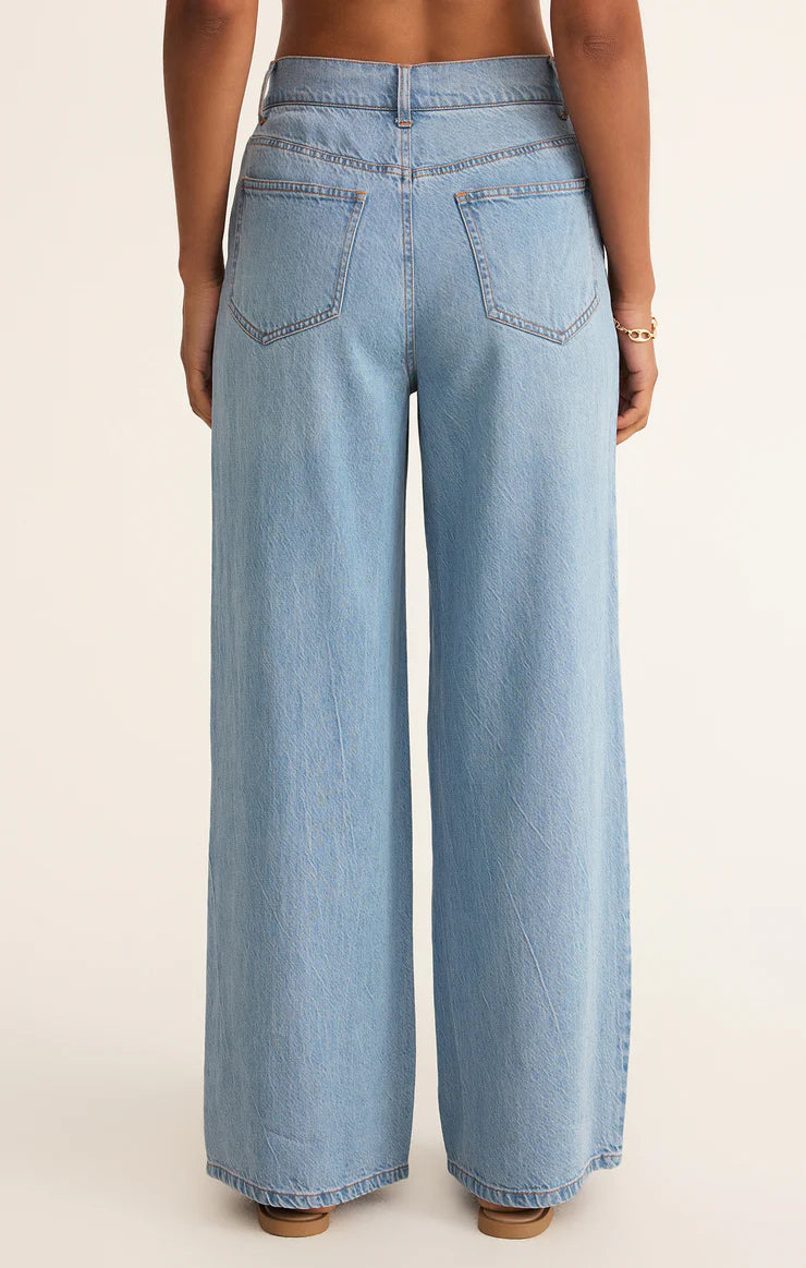 Mia Loose Wide Leg Denim Pant Light Vintage Indigo ZP251634S
