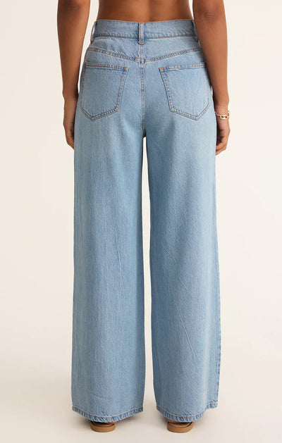 Mia Loose Wide Leg Denim Pant Light Vintage Indigo ZP251634S