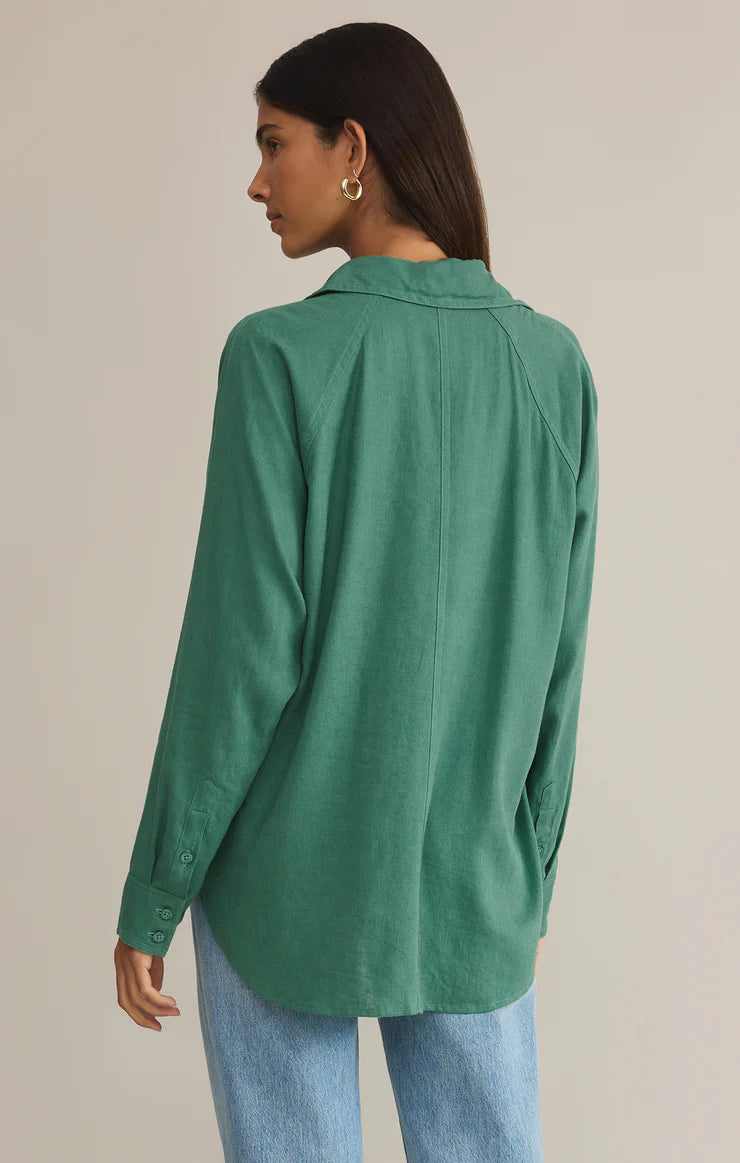 The Perfect Linen Top Botanical Green ZT242464