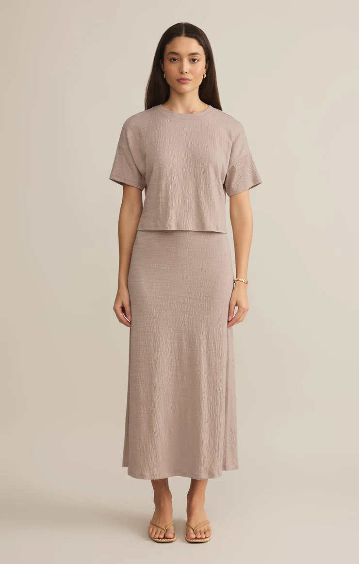Delavine Textured Midi Skirt Parchment ZK251338