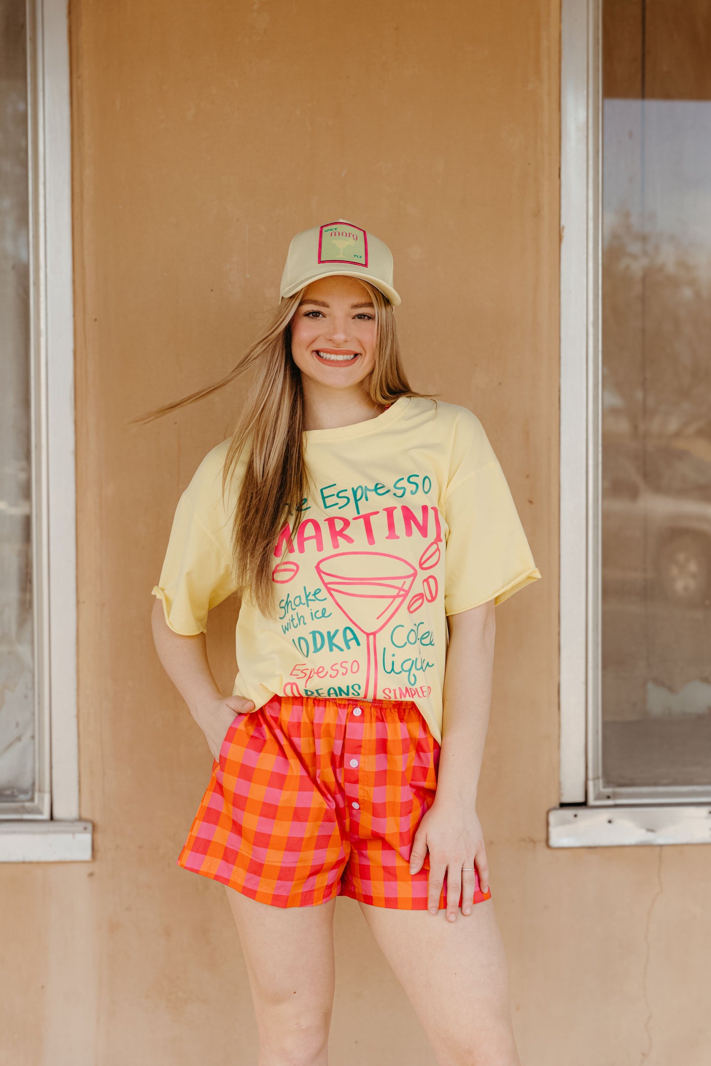 Hot Pink/Orange Plaid Shorts