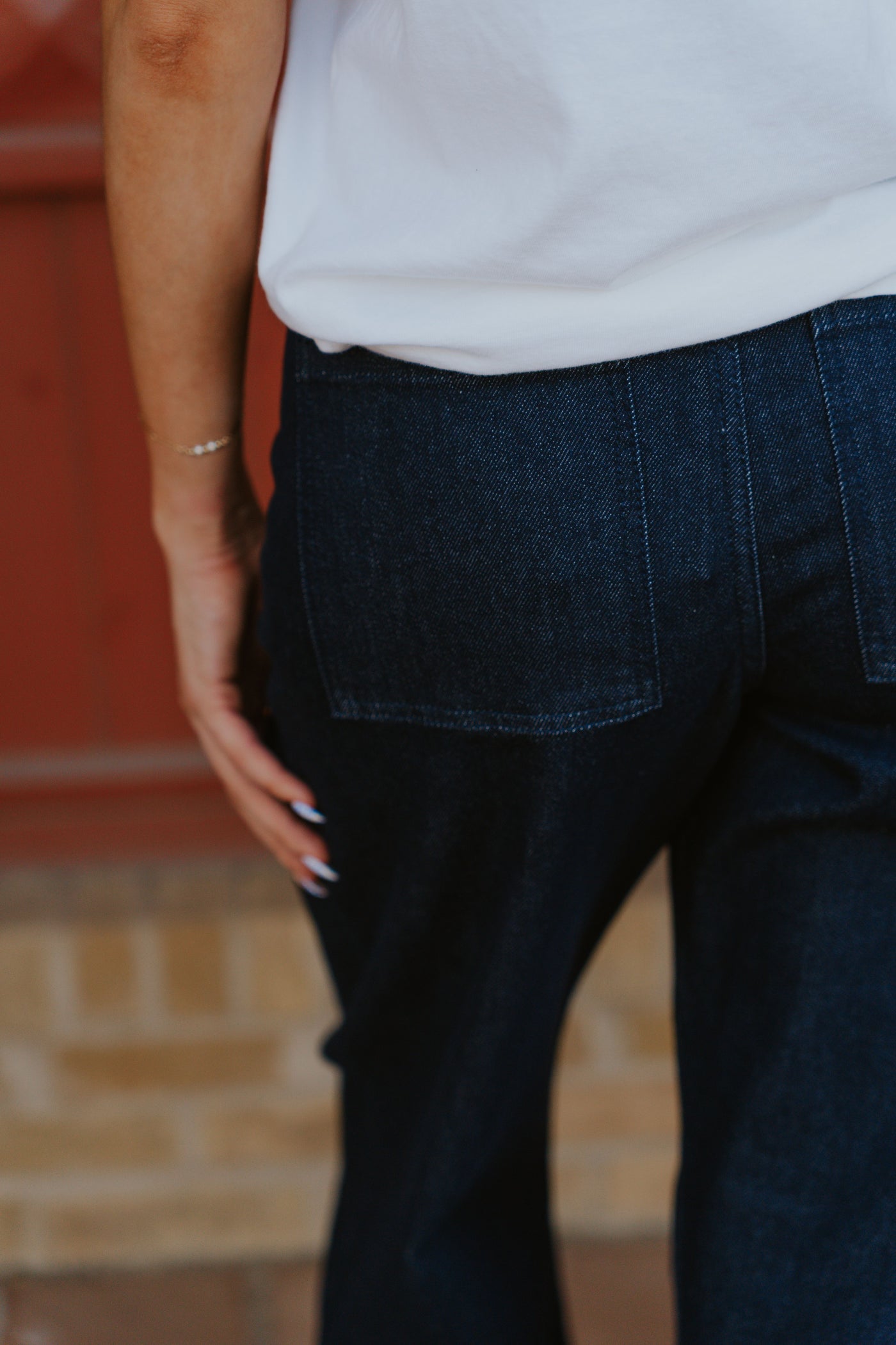 Indigo Denim Straight Wide Leg Pants
