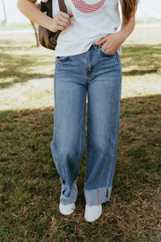 Adore You High Rise Cuffed Wide Jeans - Southern Soule Designs