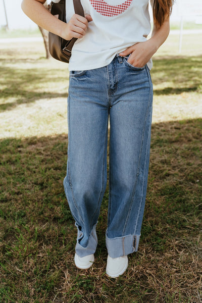 Adore You High Rise Cuffed Wide Jeans - Southern Soule Designs