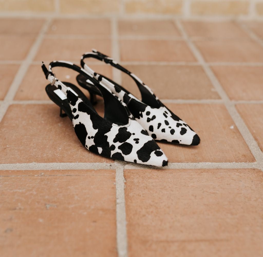 Alenna Black/White Taurus Calf Hair Heel - Southern Soule Designs