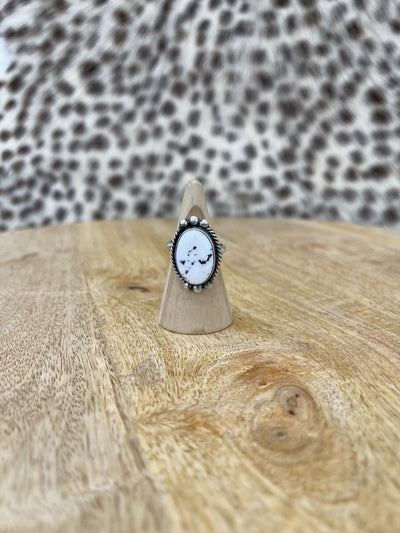 Alfred Martinez Adj White Buffalo Oval Ring - Southern Soule Designs