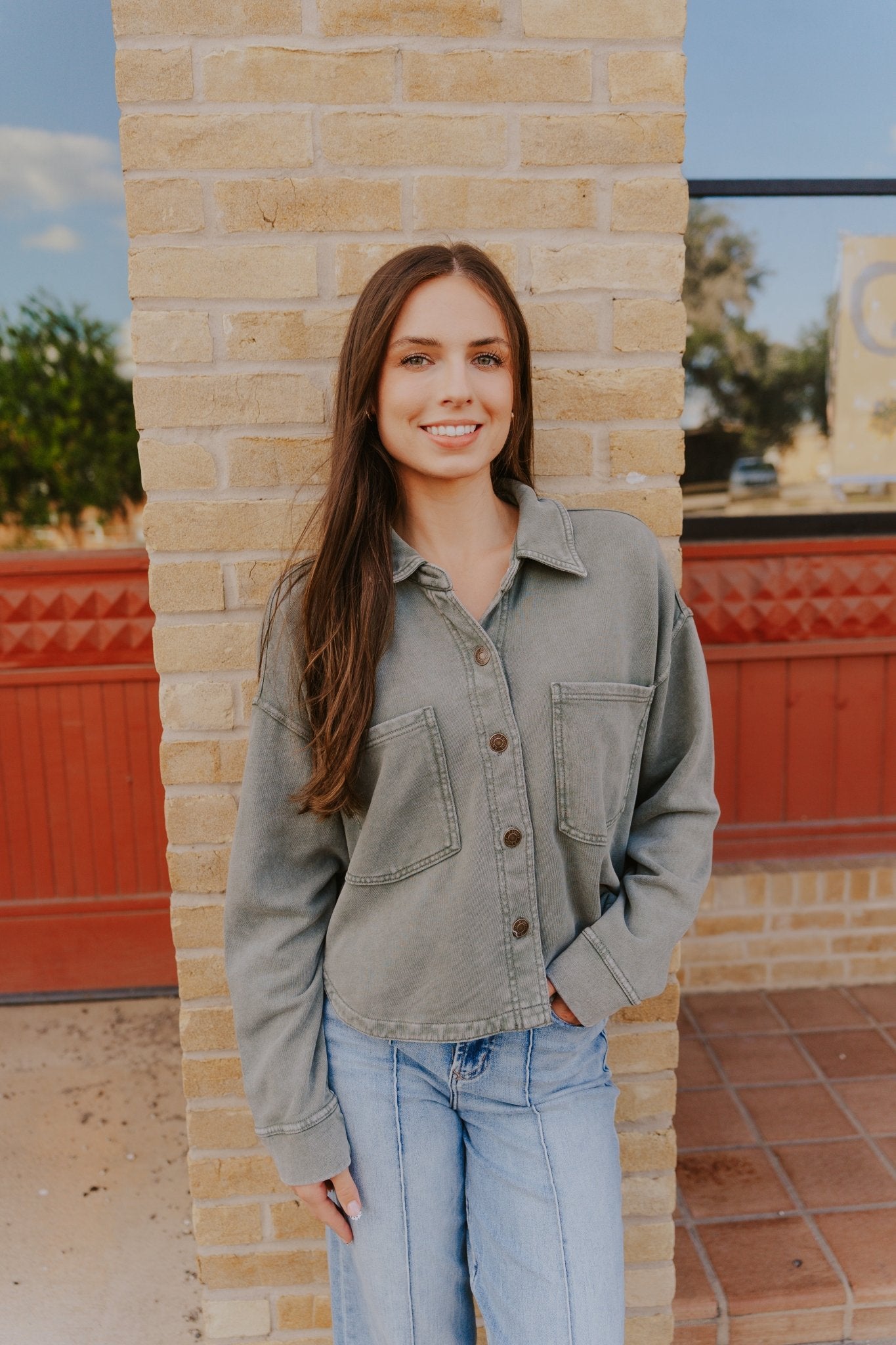 All Day Cropped Knit Jacket Hunter Green ZJ253440 - Southern Soule Designs