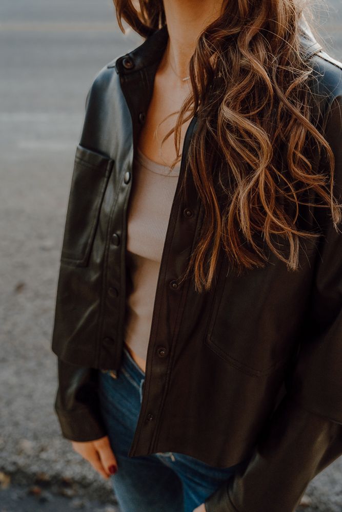 All Day Faux Leather Jacket Black ZJ243991 - Southern Soule Designs