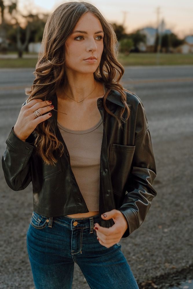 All Day Faux Leather Jacket Black ZJ243991 - Southern Soule Designs