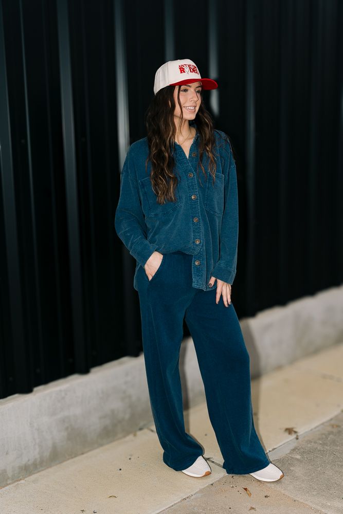 All Day Knit Denim Jacket Indigo ZJ231161 - Southern Soule Designs