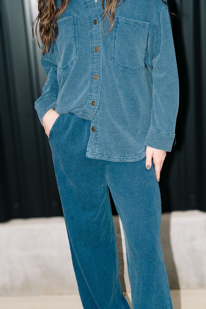 All Day Knit Denim Jacket Indigo ZJ231161 - Southern Soule Designs